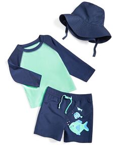 Рашгард рыбка, шорты для плавания и шапочка для маленьких мальчиков, комплект из 3 предметов First Impressions, синий