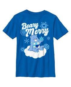Рождественская футболка Grumpy Bear Beary Merry Child для мальчиков Care Bears, синий