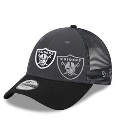 Регулируемая шапка Las Vegas Raiders Reflect 9FORTY для маленьких мальчиков и девочек графитового, черного цвета New Era, серый