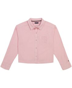 Рубашка из поплина с длинными рукавами и полосками Ithaca для больших девочек Tommy Hilfiger, розовый