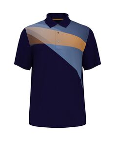 Рубашка поло с асимметричным принтом и короткими рукавами для больших мальчиков PGA TOUR, синий