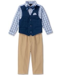 Рубашка для маленьких мальчиков, однотонный твиловый жилет, брюки и Комплект с галстуком-бабочкой Nautica, мультиколор