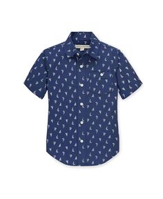 Рубашка на пуговицах с короткими рукавами из сирсакера для маленьких мальчиков, для новорожденных Hope &amp; Henry, синий