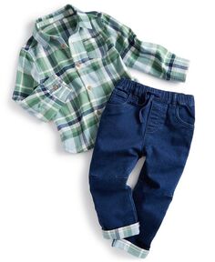 Рубашка и джинсы в клетку для маленьких мальчиков, комплект из 2 предметов First Impressions, синий