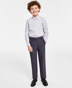 Рубашка стрейч с принтом гусиные лапки и длинными рукавами для больших мальчиков Calvin Klein, серый