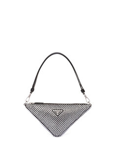 Атласная мини-сумка с треугольными кристаллами Prada
