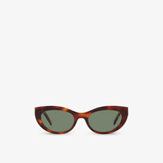 Солнцезащитные очки SLM115 из ацетата черепаховой расцветки «кошачий глаз» Saint Laurent, коричневый