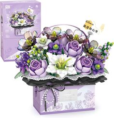 Конструктор с подсветкой LOZ Mini Block Eternal Flower Romance, фиолетовый, 1179 деталей