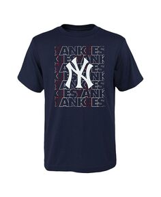 Темно-синяя футболка Big Boys and Girls New York Yankees Letterman Outerstuff, синий