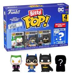 DC Funko Pop! Bitty, Фигурки 4 шт. в упаковке 2,5см, Джокер, Бэтмен, Девушка-летучая мышь