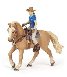 Папо, Коллекционная фигурка, 51566 Лошадь с наездницей 10x16x19см (Papo, Collectible Figurine