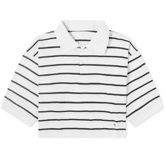 Футболка Hommegirls Cropped Ss Stripe Pique Polo, черный/белый Holzweiler