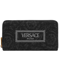 Кошелек Versace Long In Embroidery Jacquard, черный