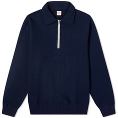 Свитшот Velva Sheen Made In Japan Half Zip, темно-синий