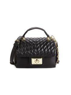 Стеганая кожаная сумка через плечо Agyness Karl Lagerfeld Paris, цвет Black Gold