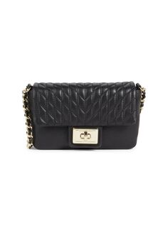 Стеганая кожаная сумка через плечо Mini Agyness Karl Lagerfeld Paris, цвет Black Gold