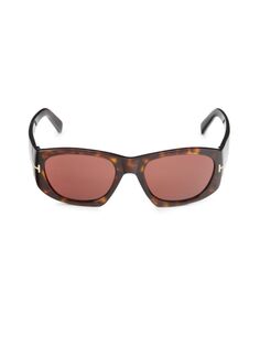 Овальные солнцезащитные очки 53MM Tom Ford, цвет Red Havana