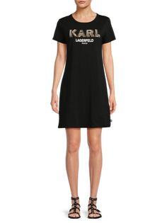 Украшенное платье-футболка Karl Lagerfeld Paris, цвет Black Gold