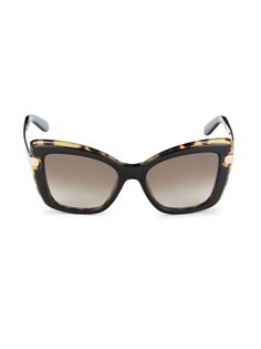 Солнцезащитные очки «кошачий глаз» 54 мм Ferragamo, цвет Black Havana