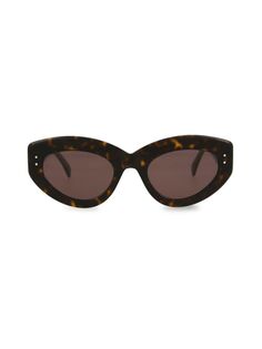 Солнцезащитные очки «кошачий глаз» с обратной стороны, 51 мм Alaïa, цвет Black Havana