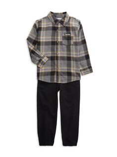 Комплект из двух предметов: рубашка и брюки в клетку для маленького мальчика Timberland, цвет Black Grey Multi