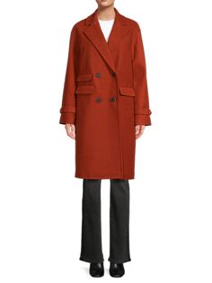 Двубортное пальто в стиле милитари из искусственной шерсти Nvlt, оранжевый