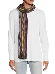 Шарф с бахромой и шевроном из смесовой шерсти Missoni, цвет Red Multi