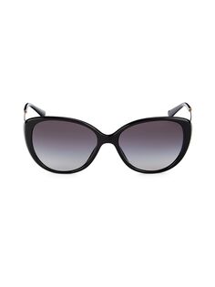 Круглые солнцезащитные очки «кошачий глаз» 56MM Bvlgari, цвет Black Grey