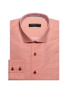 Классическая рубашка с контрастными пуговицами Dino Masutto, оранжевый