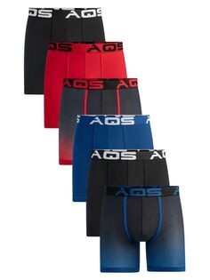 Набор из 6 трусов-боксеров с эффектом омбре в ассортименте Aqs, цвет Red Multi