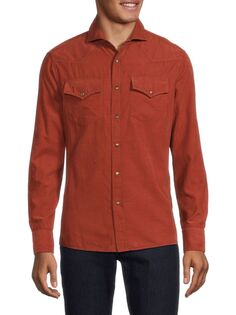 Легкая рубашка на пуговицах в стиле вестерн Brunello Cucinelli, оранжевый
