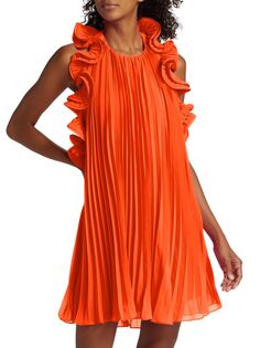 Мини-платье Mimi плиссе Amur, цвет Red Orange