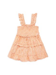 Платье со сборками для маленькой девочки Andy &amp; Evan, оранжевый