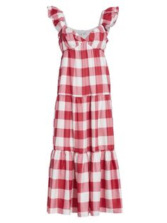 Клетчатое платье макси English Factory, цвет Red White