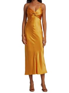 Платье миди из перекрученного шелка Sofia Tove, оранжевый