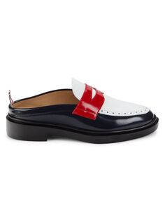 Туфли-мюли Penny из лакированной кожи с цветными блоками Thom Browne, цвет Red White Blue