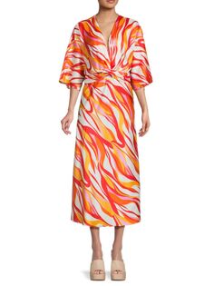 Платье макси с принтом и перекрученной отделкой спереди Renee C., оранжевый