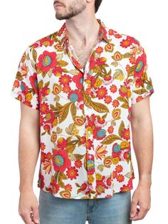 Рубашка на пуговицах с коротким рукавом и цветочным принтом Saryans Arthur, цвет Red White Combo