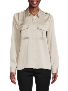 Атласная рубашка на пуговицах с карманами-карго Calvin Klein, бежевый