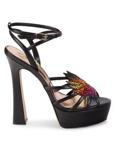 Кожаные сандалии Phoenix с украшением Sophia Webster, цвет Black Multi