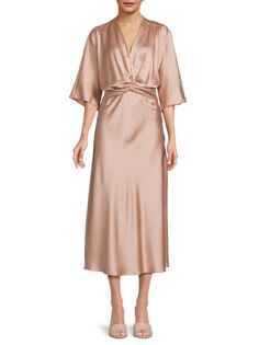 Атласное платье-миди с переплетением Renee C., цвет Rose