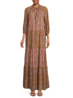 Многоярусное платье макси с принтом пейсли Renee C., цвет Rose