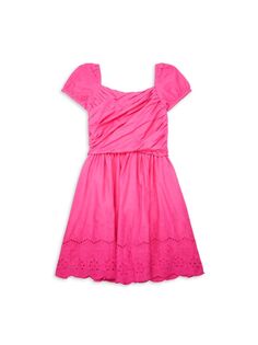 Платье с квадратным вырезом и отделкой люверсами для маленькой девочки Bcbgirls, цвет Rose