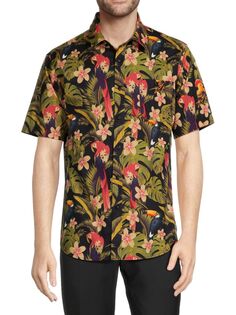 Рубашка на пуговицах с тропическим принтом Billy Ezekiel, цвет Black Multi