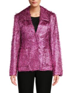 Пиджак с бахромой и эффектом металлик Lanvin, цвет Rose