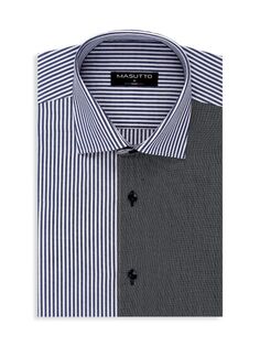 Рубашка на пуговицах с цветными блоками Emilio Masutto, цвет Black Multi