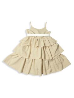 Многоуровневое платье Millie с принтом в горошек для маленьких девочек Joe-Ella, бежевый