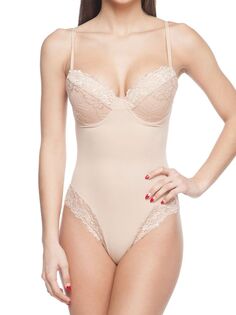 Корректирующее боди с кружевной отделкой Body Beautiful Shapewear, бежевый