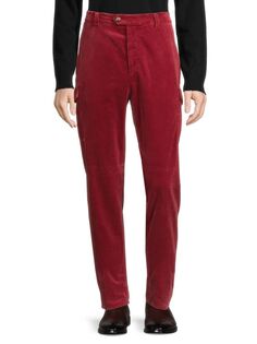 Однотонные вельветовые брюки Brunello Cucinelli, цвет Rosso