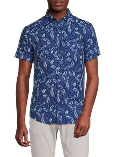 Рубашка с воротником на пуговицах и пальмовым листом Heritage Report Collection, цвет Royal Blue